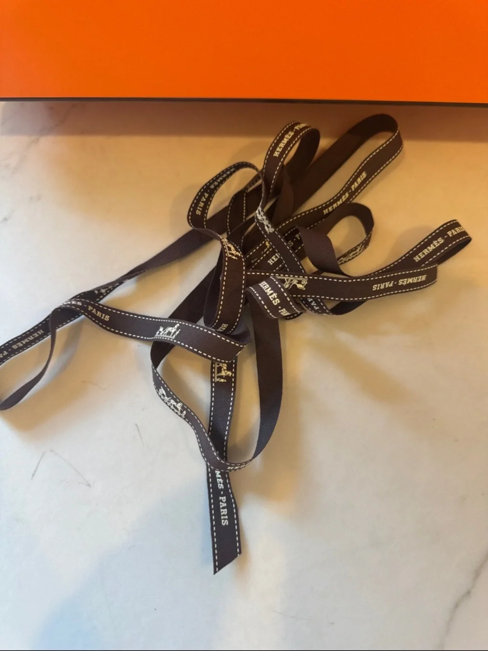 Hermès Orange Gift Box with Black Ribbon 11.5x14x4.5